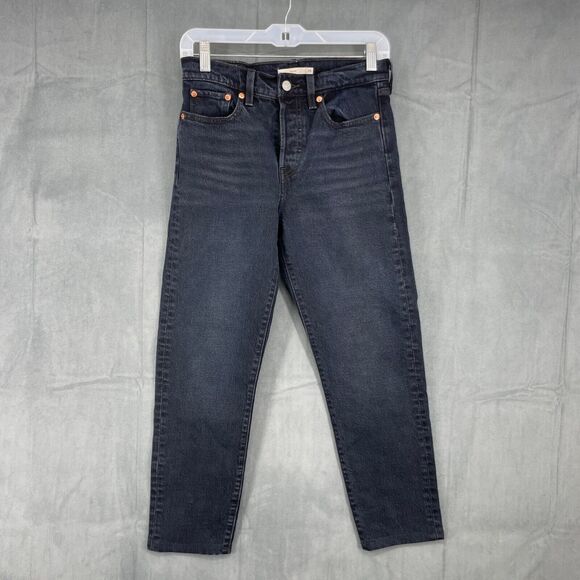 Levi's Wedgie Jeans Womens 26 Blue Dark Wash Button Fly Cotton Blend Pockets - Picture 1 of 14